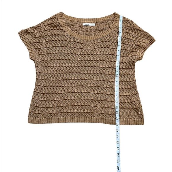 OLD NAVY Tan Loose Knit Short Sleeve Scoop Neck Short Fit Pullover Sweater M - Picture 5 of 8
